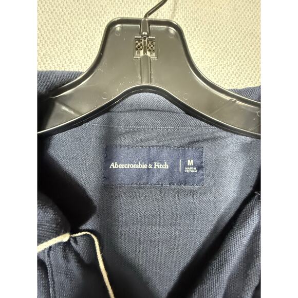 Abercrombie & Fitch Navy Split Neck Polo Shirt Men’s Medium 100% Cotton - Picture 4 of 5